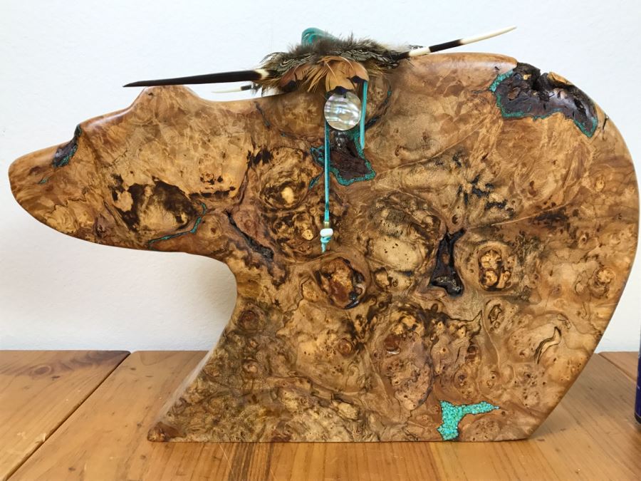Large Turquoise Inlay Fetish Bear By Anthony Malpica Retailed For $950 At The Torres Gallery 19'W X 12.5'H X 9'D [Photo 32]
