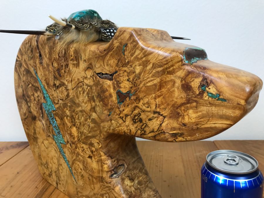 Large Turquoise Inlay Fetish Bear By Anthony Malpica Retailed For $950 At The Torres Gallery 19'W X 12.5'H X 9'D [Photo 13]