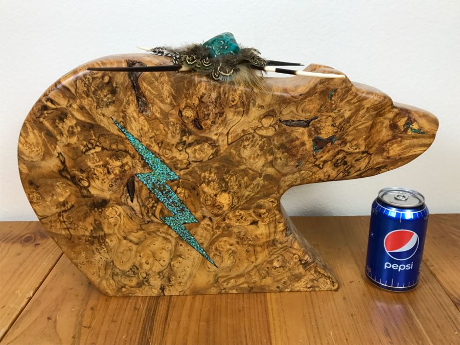 Large Turquoise Inlay Fetish Bear By Anthony Malpica Retailed For $950 At The Torres Gallery 19'W X 12.5'H X 9'D [Photo 39]
