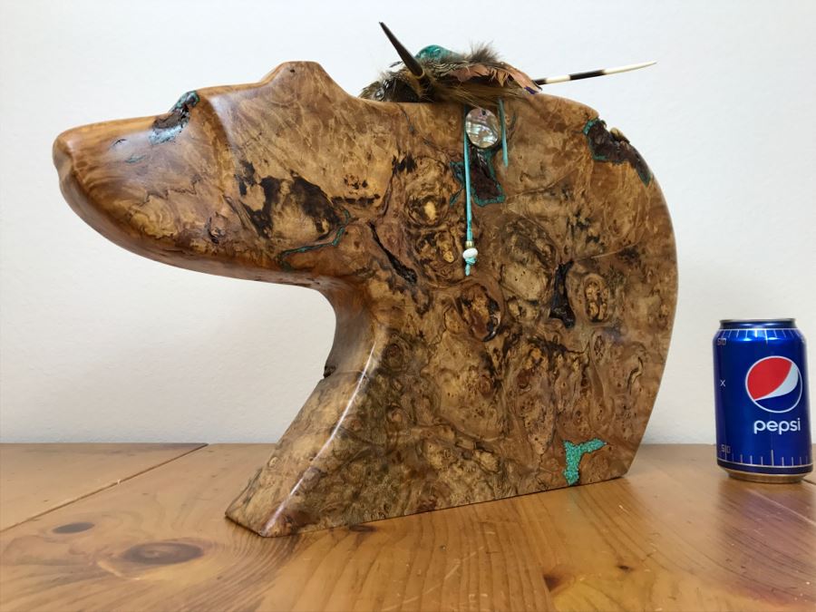 Large Turquoise Inlay Fetish Bear By Anthony Malpica Retailed For $950 At The Torres Gallery 19'W X 12.5'H X 9'D [Photo 24]