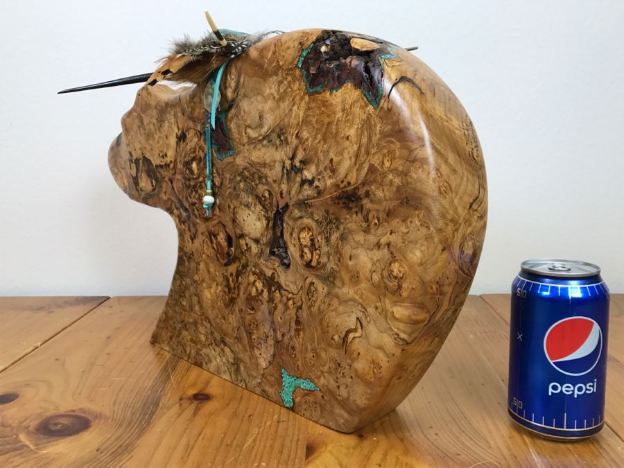 Large Turquoise Inlay Fetish Bear By Anthony Malpica Retailed For $950 At The Torres Gallery 19'W X 12.5'H X 9'D [Photo 33]