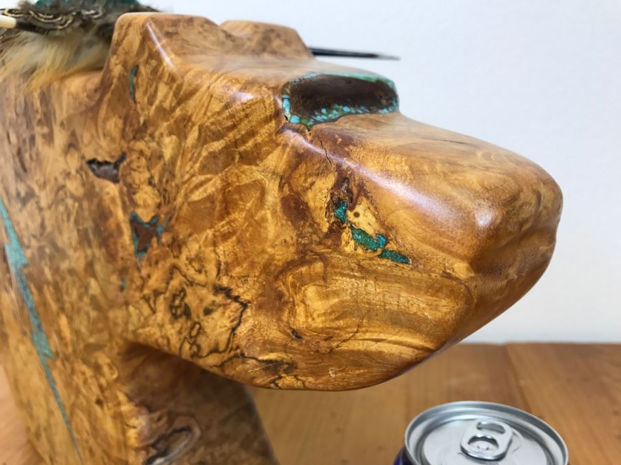 Large Turquoise Inlay Fetish Bear By Anthony Malpica Retailed For $950 At The Torres Gallery 19'W X 12.5'H X 9'D [Photo 14]