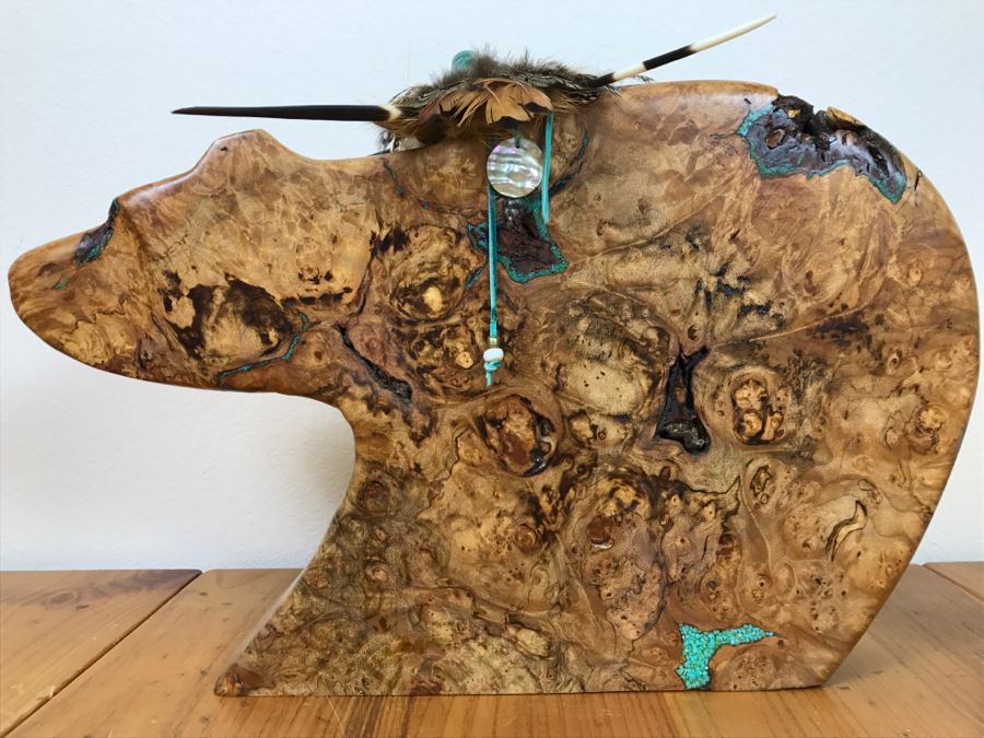 Large Turquoise Inlay Fetish Bear By Anthony Malpica Retailed For $950 At The Torres Gallery 19'W X 12.5'H X 9'D [Photo 26]