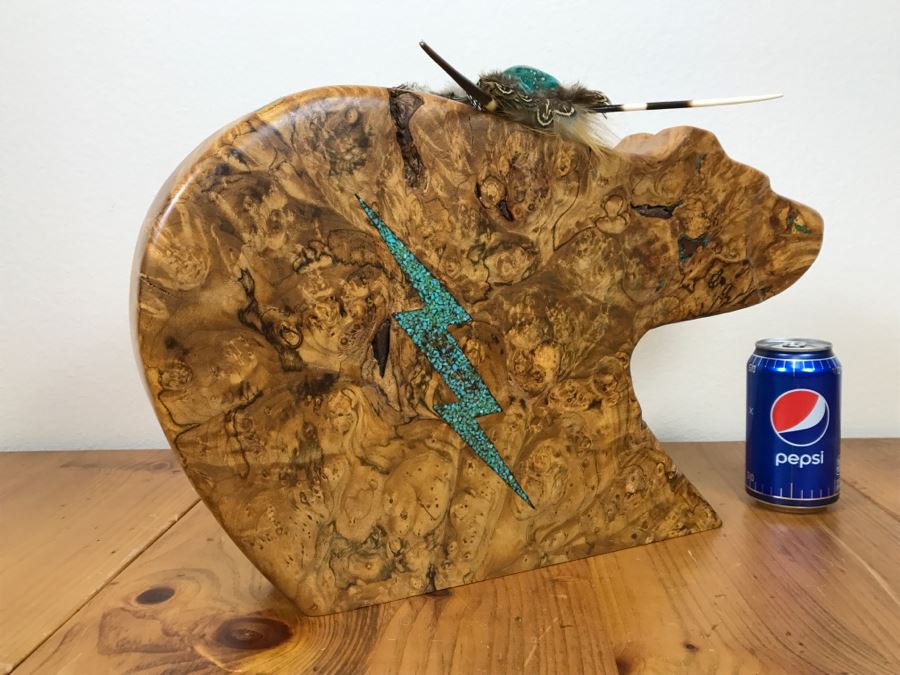 Large Turquoise Inlay Fetish Bear By Anthony Malpica Retailed For $950 At The Torres Gallery 19'W X 12.5'H X 9'D [Photo 37]