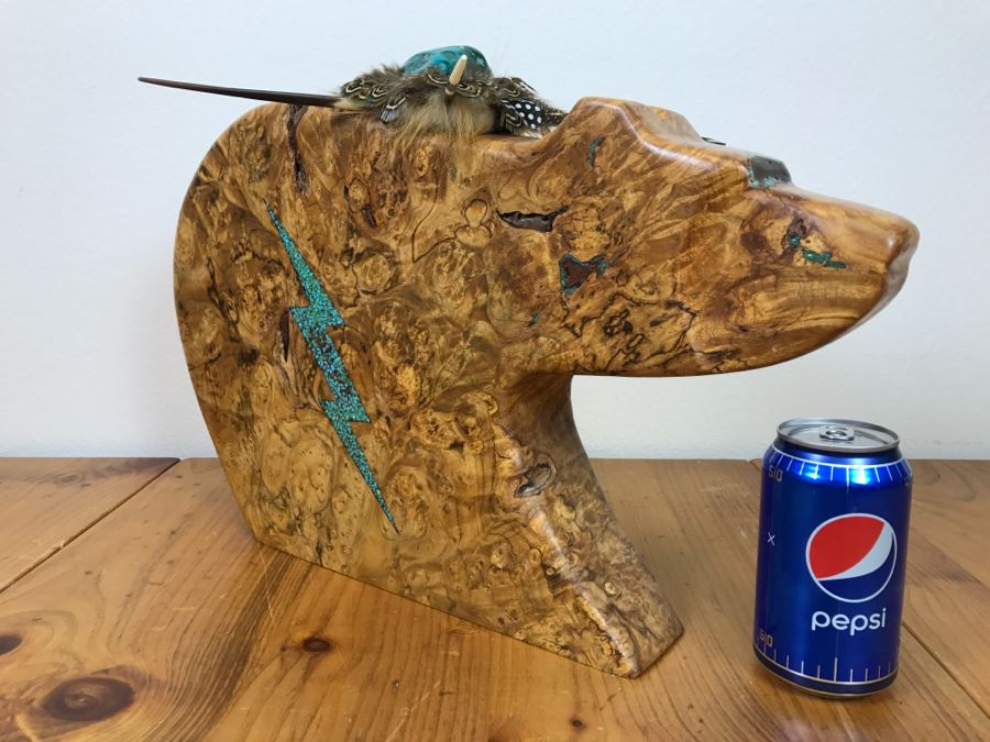 Large Turquoise Inlay Fetish Bear By Anthony Malpica Retailed For $950 At The Torres Gallery 19'W X 12.5'H X 9'D [Photo 12]