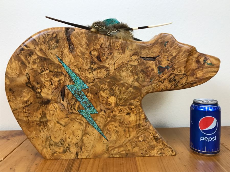 Large Turquoise Inlay Fetish Bear By Anthony Malpica Retailed For $950 At The Torres Gallery 19'W X 12.5'H X 9'D [Photo 38]