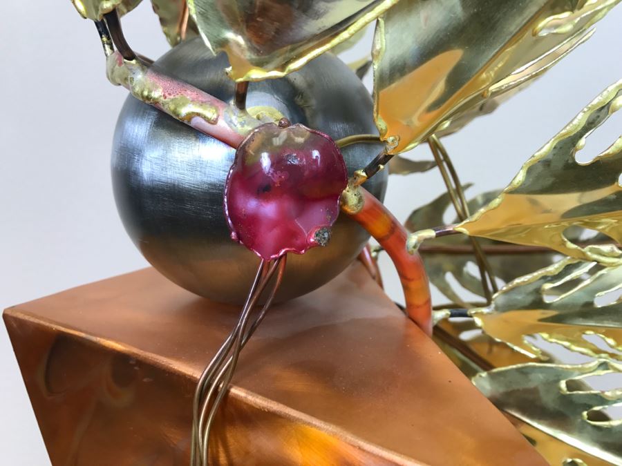 Large Brushed Metal Copper Indian Chief Sculpture Stamped G7 15/100 On Base 12'W X 29.5'H X 14'D [Photo 38]