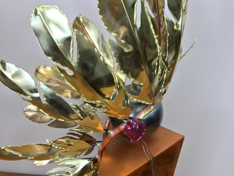 Large Brushed Metal Copper Indian Chief Sculpture Stamped G7 15/100 On Base 12'W X 29.5'H X 14'D [Photo 12]