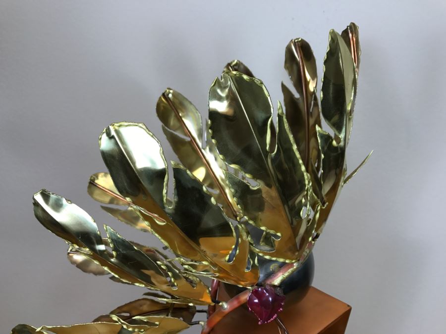 Large Brushed Metal Copper Indian Chief Sculpture Stamped G7 15/100 On Base 12'W X 29.5'H X 14'D [Photo 13]