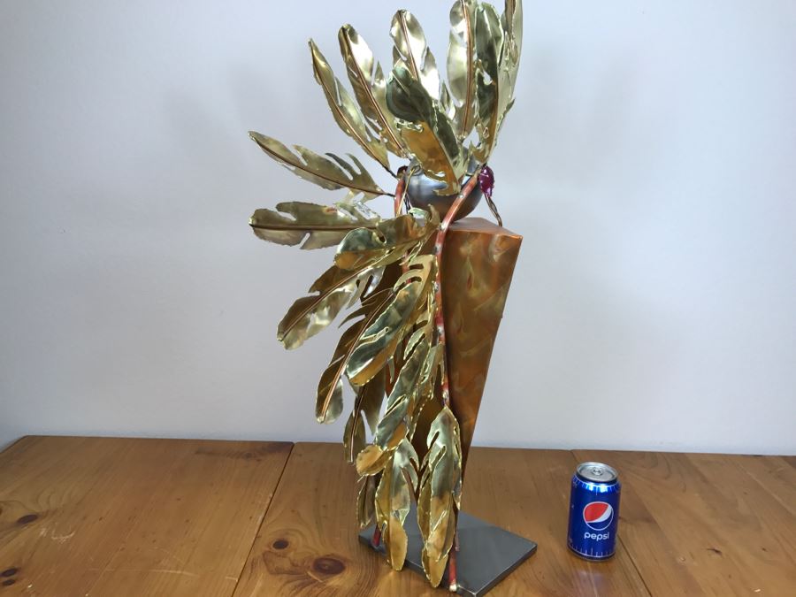 Large Brushed Metal Copper Indian Chief Sculpture Stamped G7 15/100 On Base 12'W X 29.5'H X 14'D [Photo 24]