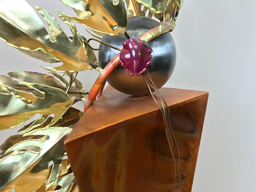 Large Brushed Metal Copper Indian Chief Sculpture Stamped G7 15/100 On Base 12'W X 29.5'H X 14'D [Photo 11]