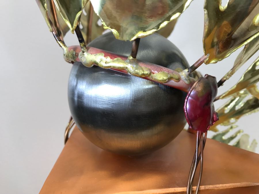 Large Brushed Metal Copper Indian Chief Sculpture Stamped G7 15/100 On Base 12'W X 29.5'H X 14'D [Photo 41]