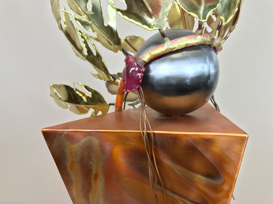 Large Brushed Metal Copper Indian Chief Sculpture Stamped G7 15/100 On Base 12'W X 29.5'H X 14'D [Photo 22]