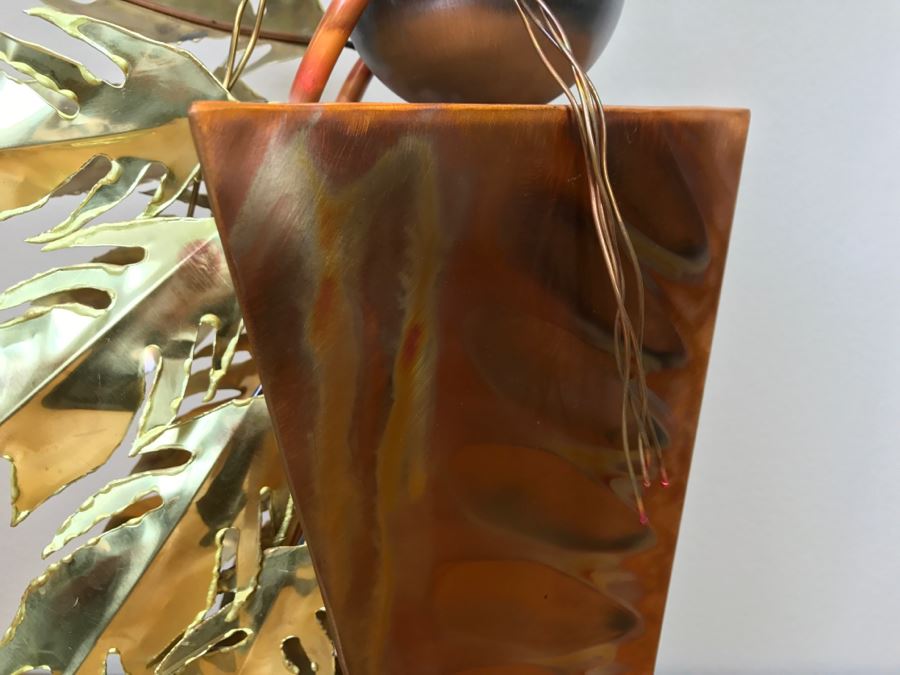 Large Brushed Metal Copper Indian Chief Sculpture Stamped G7 15/100 On Base 12'W X 29.5'H X 14'D [Photo 10]