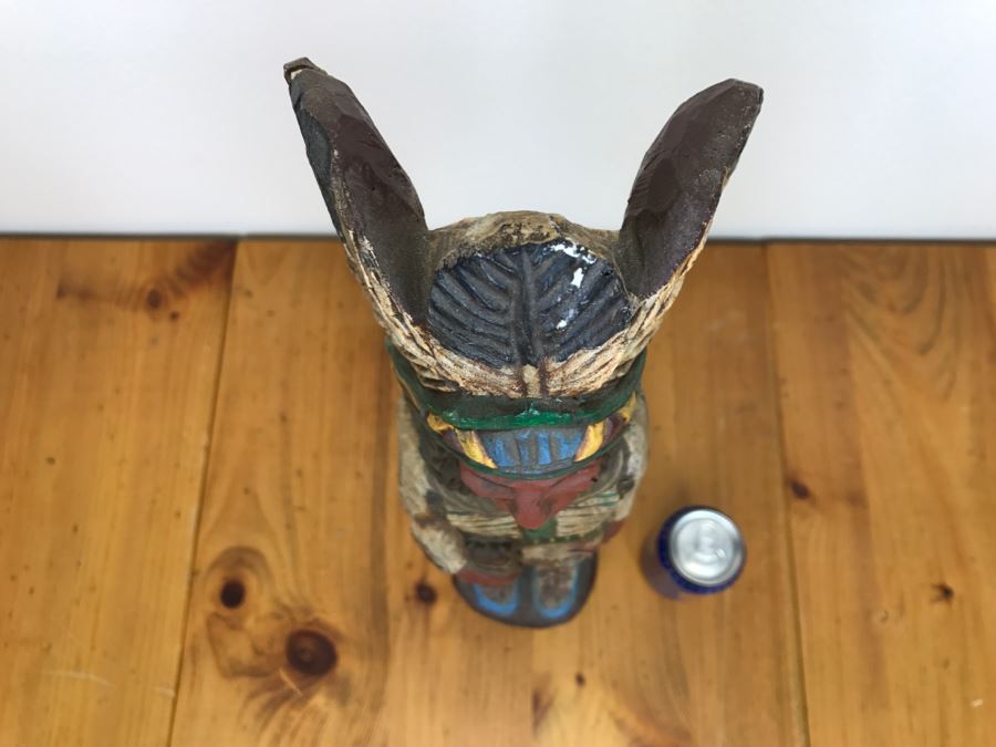 Frank Gallagher Cigar Store Indian Chief Carved Wooden Indian Statue Signed Gallagher 24.5'H X 5'W [Photo 24]