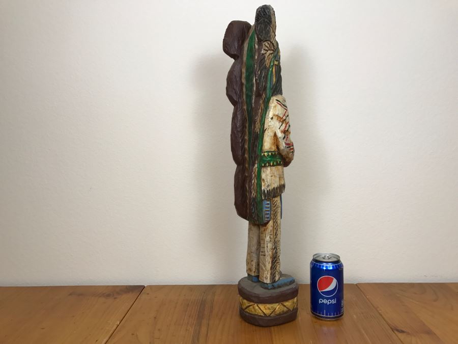 Frank Gallagher Cigar Store Indian Chief Carved Wooden Indian Statue Signed Gallagher 24.5'H X 5'W [Photo 18]