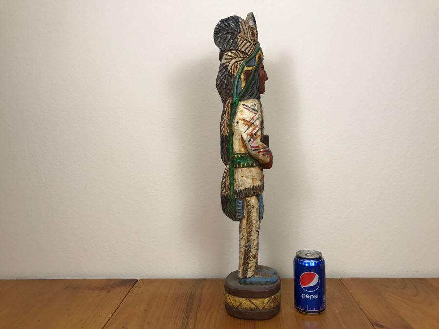 Frank Gallagher Cigar Store Indian Chief Carved Wooden Indian Statue Signed Gallagher 24.5'H X 5'W [Photo 19]