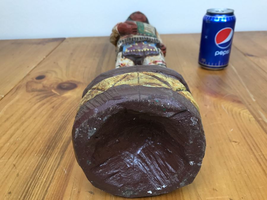 Frank Gallagher Cigar Store Indian Chief Carved Wooden Indian Statue Signed Gallagher 24.5'H X 5'W [Photo 25]