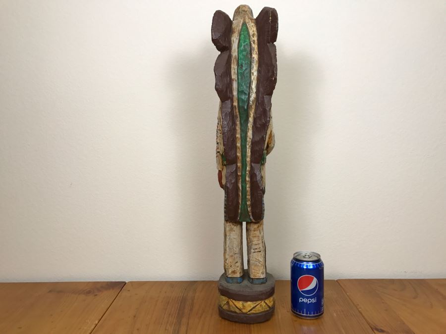 Frank Gallagher Cigar Store Indian Chief Carved Wooden Indian Statue Signed Gallagher 24.5'H X 5'W [Photo 17]
