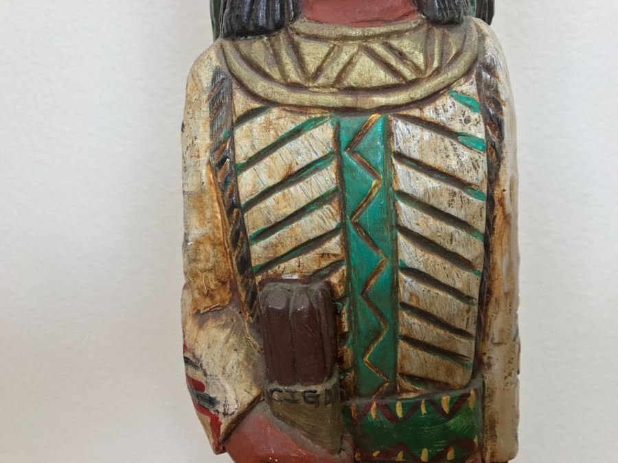 Frank Gallagher Cigar Store Indian Chief Carved Wooden Indian Statue Signed Gallagher 24.5'H X 5'W [Photo 7]