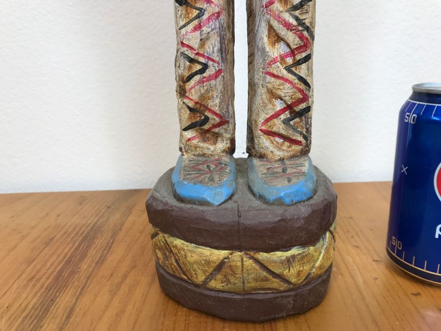 Frank Gallagher Cigar Store Indian Chief Carved Wooden Indian Statue Signed Gallagher 24.5'H X 5'W [Photo 10]