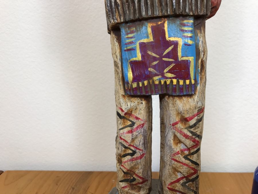 Frank Gallagher Cigar Store Indian Chief Carved Wooden Indian Statue Signed Gallagher 24.5'H X 5'W [Photo 9]