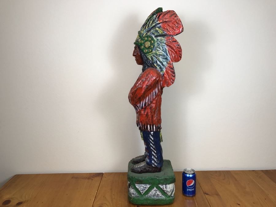 Cigar Store Indian Chief Carved Wooden Indian Statue 35'H X 8.5'W [Photo 23]