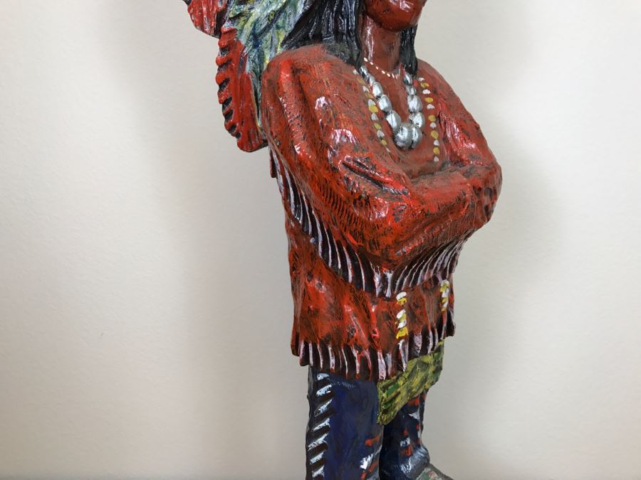 Cigar Store Indian Chief Carved Wooden Indian Statue 35'H X 8.5'W [Photo 11]