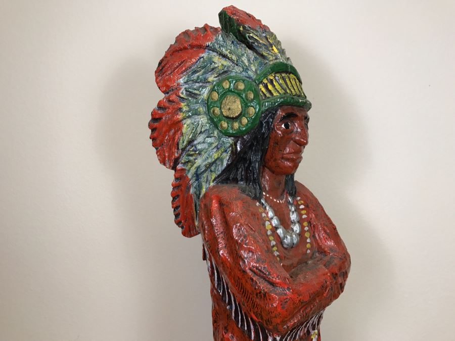Cigar Store Indian Chief Carved Wooden Indian Statue 35'H X 8.5'W [Photo 10]
