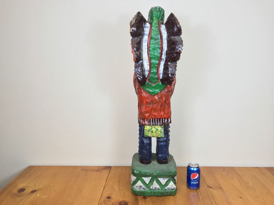 Cigar Store Indian Chief Carved Wooden Indian Statue 35'H X 8.5'W [Photo 20]