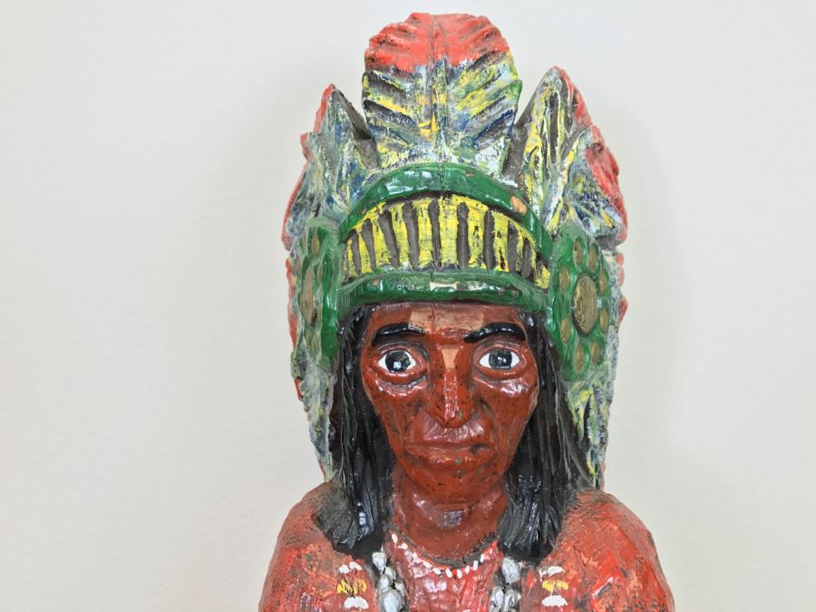 Cigar Store Indian Chief Carved Wooden Indian Statue 35'H X 8.5'W [Photo 3]