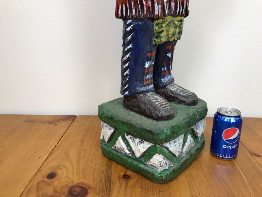 Cigar Store Indian Chief Carved Wooden Indian Statue 35'H X 8.5'W [Photo 12]