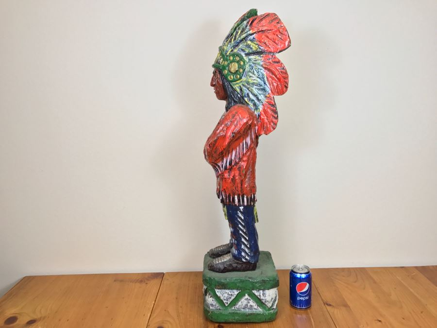 Cigar Store Indian Chief Carved Wooden Indian Statue 35'H X 8.5'W [Photo 24]