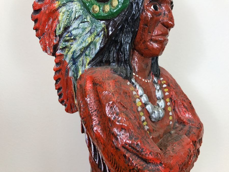 Cigar Store Indian Chief Carved Wooden Indian Statue 35'H X 8.5'W [Photo 16]