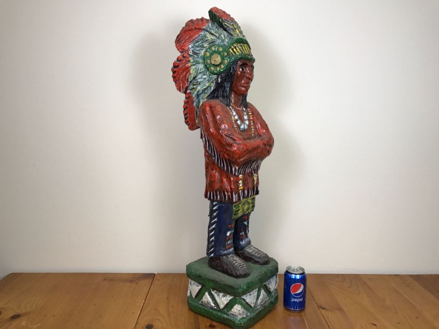 Cigar Store Indian Chief Carved Wooden Indian Statue 35'H X 8.5'W [Photo 13]