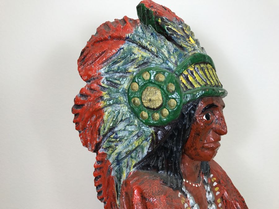 Cigar Store Indian Chief Carved Wooden Indian Statue 35'H X 8.5'W [Photo 15]