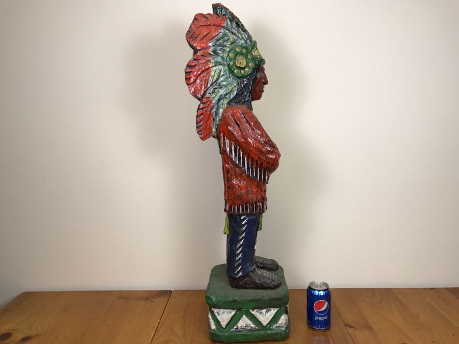 Cigar Store Indian Chief Carved Wooden Indian Statue 35'H X 8.5'W [Photo 18]