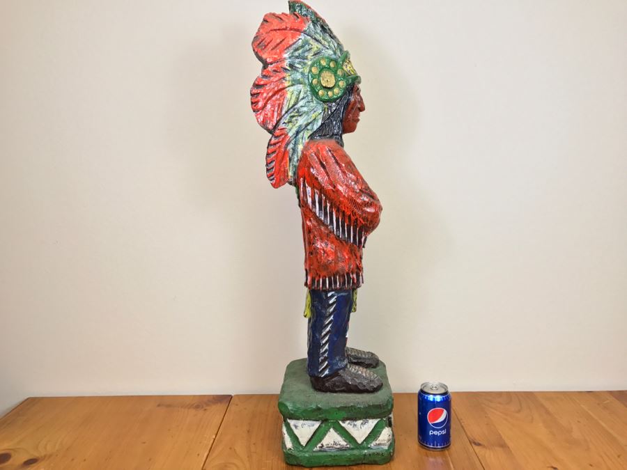 Cigar Store Indian Chief Carved Wooden Indian Statue 35'H X 8.5'W [Photo 19]