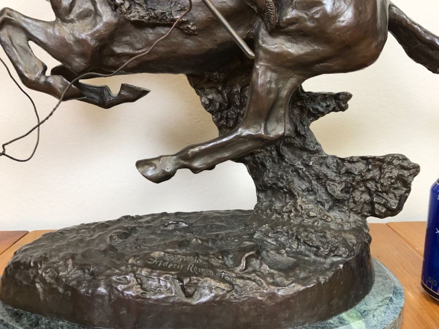 Reproduction Fredric Remington Bronze Statue Titled 'Cheyenne' 22'W X 9'D X 20'H [Photo 10]