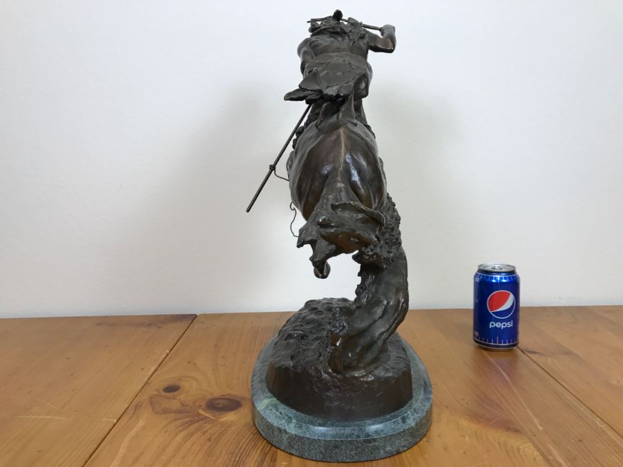 Reproduction Fredric Remington Bronze Statue Titled 'Cheyenne' 22'W X 9'D X 20'H [Photo 23]