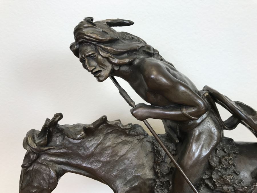 Reproduction Fredric Remington Bronze Statue Titled 'Cheyenne' 22'W X 9'D X 20'H [Photo 5]