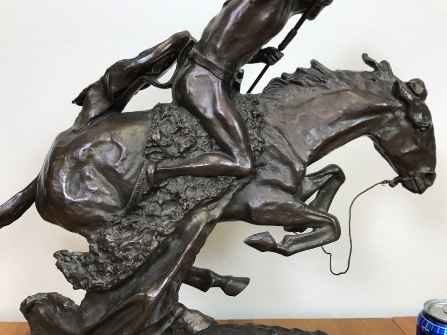 Reproduction Fredric Remington Bronze Statue Titled 'Cheyenne' 22'W X 9 ...