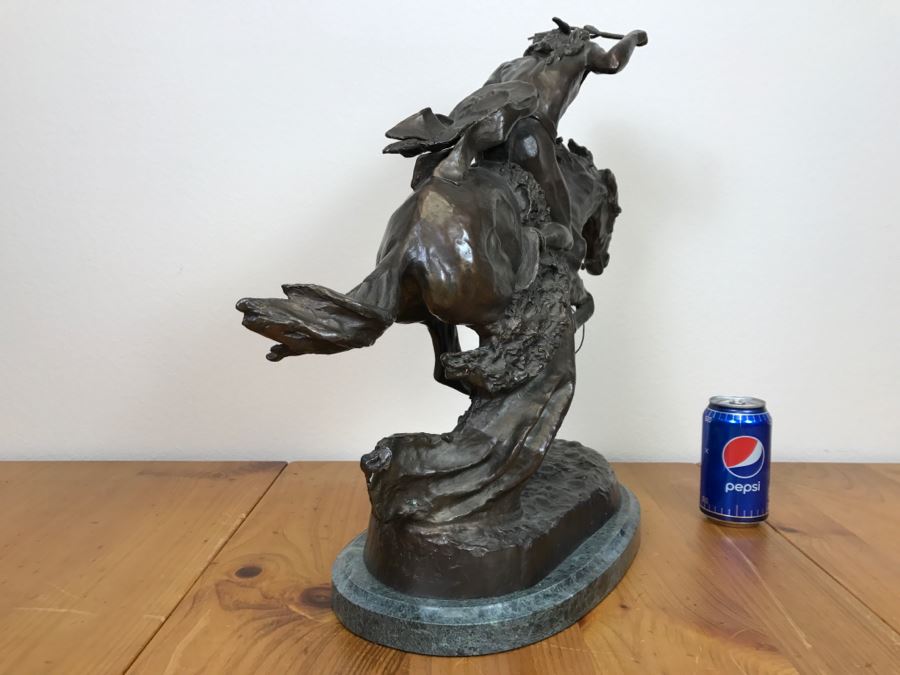 Reproduction Fredric Remington Bronze Statue Titled 'Cheyenne' 22'W X 9'D X 20'H [Photo 22]