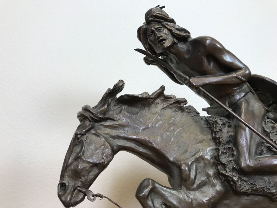 Reproduction Fredric Remington Bronze Statue Titled 'Cheyenne' 22'W X 9 ...