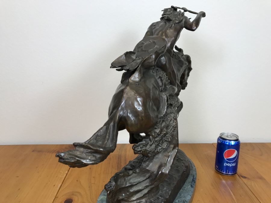 Reproduction Fredric Remington Bronze Statue Titled 'Cheyenne' 22'W X 9'D X 20'H [Photo 25]