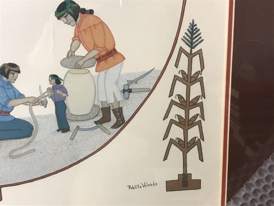 Vintage 1975 Hand Signed Pablita Velarde Limited Edition Framed Print 178 Of 250 25'W X 25'H [Photo 14]