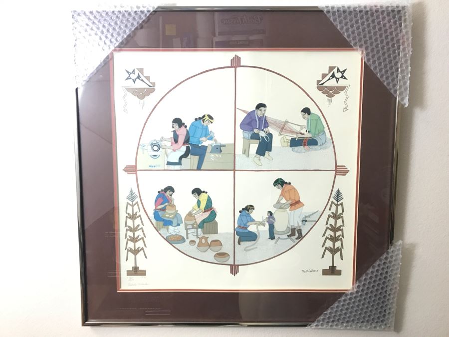 Vintage 1975 Hand Signed Pablita Velarde Limited Edition Framed Print 178 Of 250 25'W X 25'H [Photo 3]