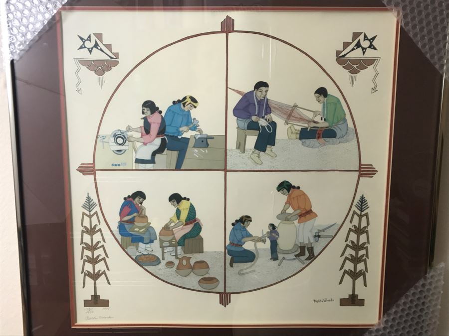 Vintage 1975 Hand Signed Pablita Velarde Limited Edition Framed Print 178 Of 250 25'W X 25'H [Photo 4]