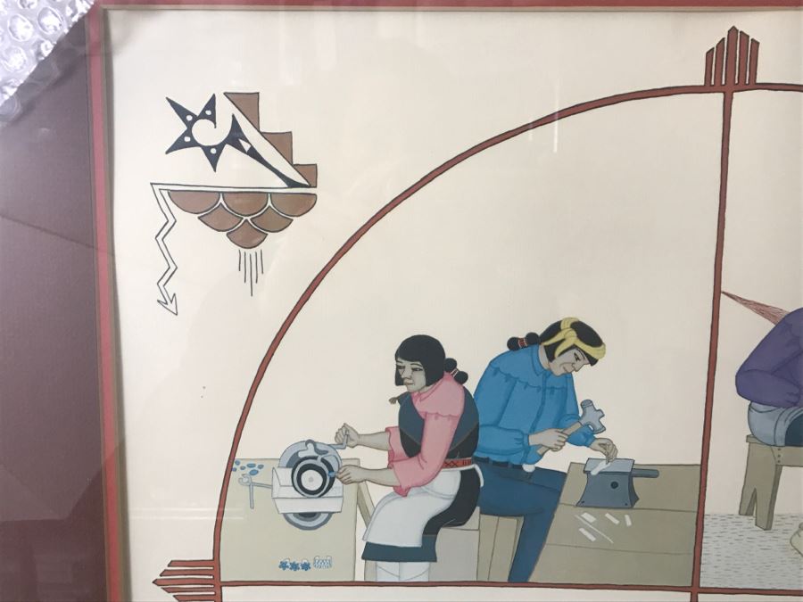 Vintage 1975 Hand Signed Pablita Velarde Limited Edition Framed Print 178 Of 250 25'W X 25'H [Photo 5]