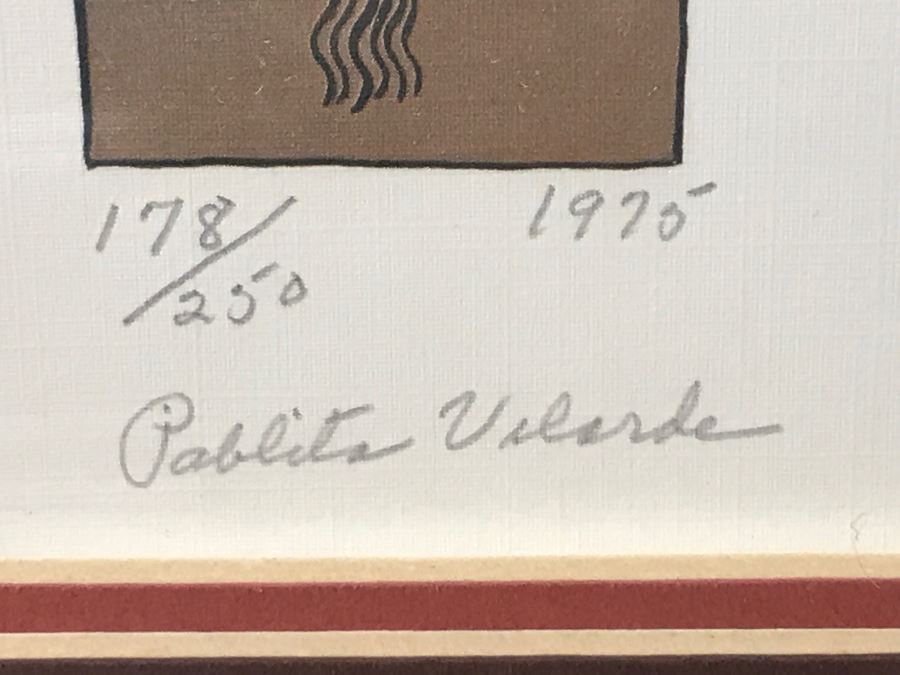 Vintage 1975 Hand Signed Pablita Velarde Limited Edition Framed Print 178 Of 250 25'W X 25'H [Photo 16]